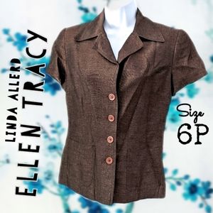 LAST CALL! Ellen Tracy brown short sleeve blazer, size 6P